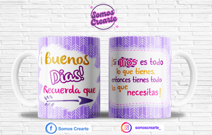Taza con mensaje cristiano + Caja Temática · Diseño 520