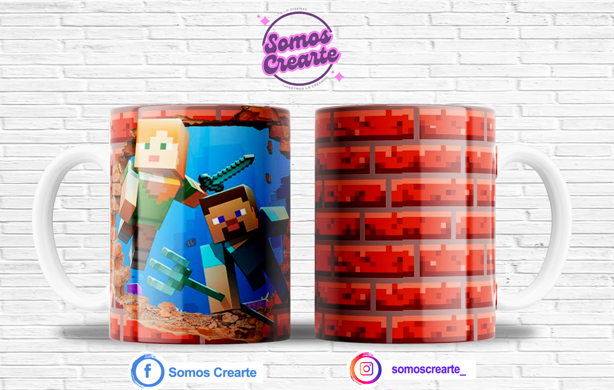 Taza Minecraft + Caja Temática · Diseño 335