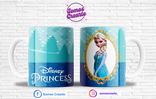 Taza Princesa Disney Elsa + Caja Temática · Diseño 127