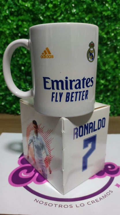 Taza Real Madrid + Caja Temática · Diseño 428