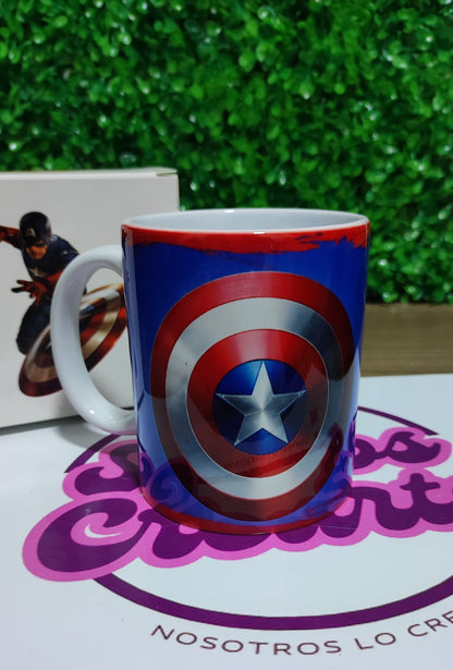 Taza Cápitan América + Caja Temática · Diseño 279