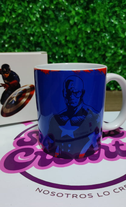 Taza Cápitan América + Caja Temática · Diseño 279