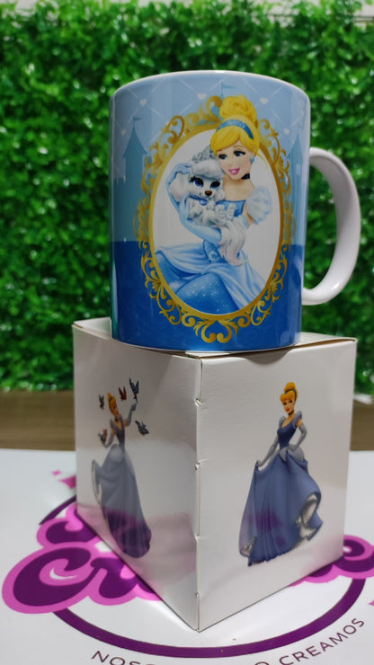 Taza Princesa Disney Cenicienta + Caja Temática · Diseño 126