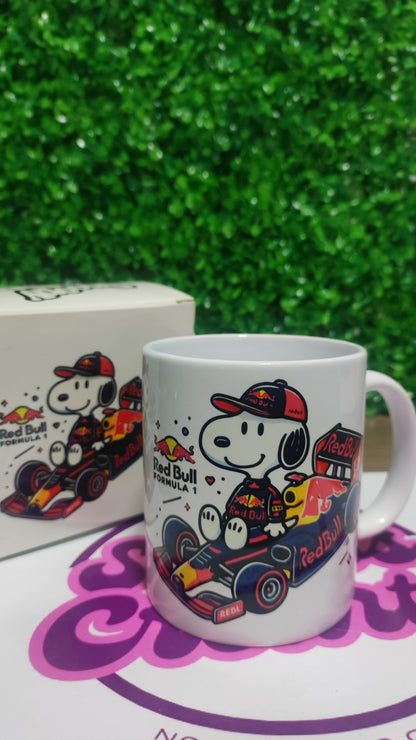 Taza Snoopy F1 RedBull + Caja Temática · Diseño 066