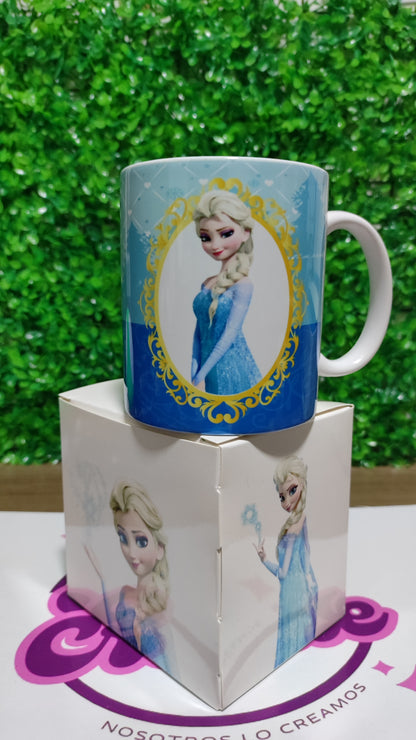 Taza Princesa Disney Elsa + Caja Temática · Diseño 127