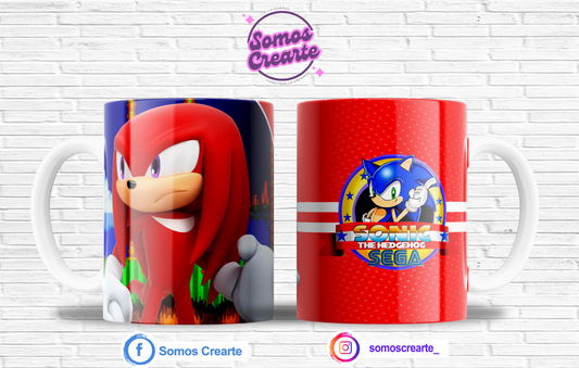 Taza Sonic Knuckles + Caja Temática · Diseño 134