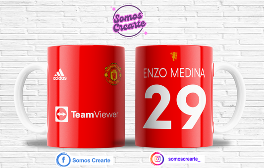 Taza Manchester Untd + Caja Temática · Diseño 425