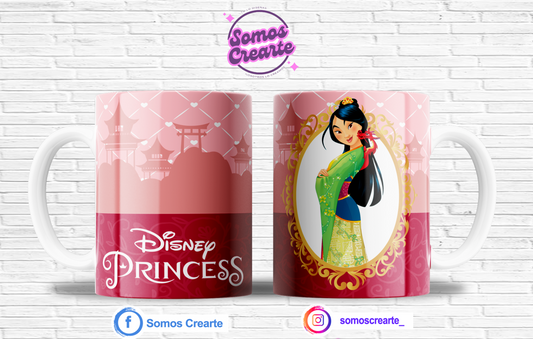 Taza Princesa Disney Mulan + Caja Temática · Diseño 129