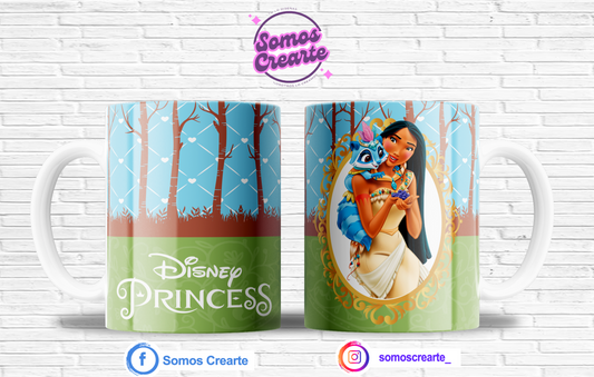 Taza Princesa Disney Pocahontas + Caja Temática · Diseño 130