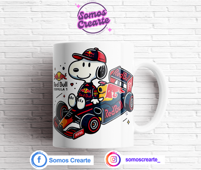 Taza Snoopy F1 RedBull + Caja Temática · Diseño 066