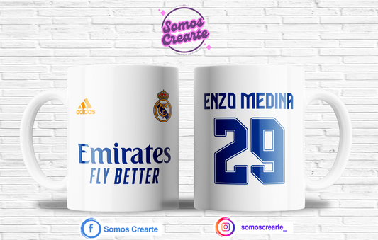 Taza Real Madrid + Caja Temática · Diseño 428