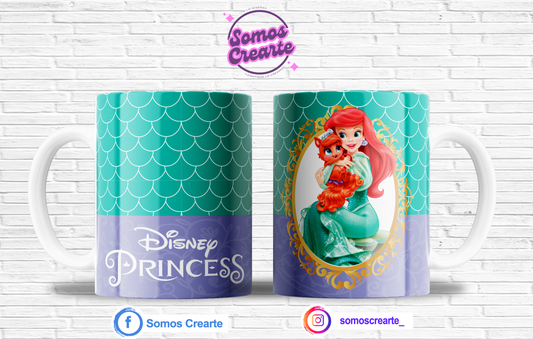 Taza Princesa Disney Sirenita + Caja Temática · Diseño 131